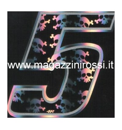 Adesivo 4R numero con teschietti ad effetto olografico Adesivo 4R numero con teschietti ad effetto olografico