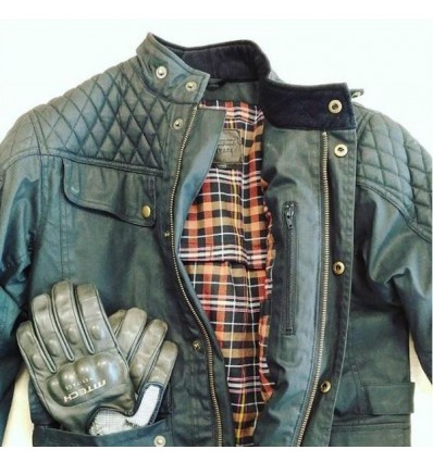 Giacca da moto M-Tech Steve nera in cotone spalmato Giacca da moto M-Tech Steve nera in cotone spalmato