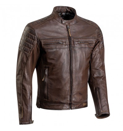 Giacca da moto in pelle Ixon Torque impermeabile marrone
