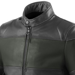 Giacca da moto in pelle Revit Nova Vintage nera e verde Giacca da moto in pelle Revit Nova Vintage nera e verde