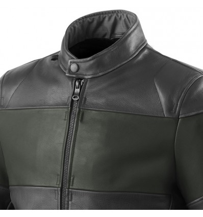 Giacca da moto in pelle Revit Nova Vintage nera e verde Giacca da moto in pelle Revit Nova Vintage nera e verde