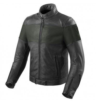 Giacca da moto in pelle Revit Nova Vintage nera e verde