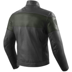 Giacca da moto in pelle Revit Nova Vintage nera e verde Giacca da moto in pelle Revit Nova Vintage nera e verde
