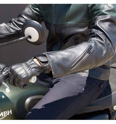 Giacca da moto in pelle Revit Nova Vintage nera e verde Giacca da moto in pelle Revit Nova Vintage nera e verde
