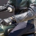 Giacca da moto in pelle Revit Nova Vintage nera e verde Giacca da moto in pelle Revit Nova Vintage nera e verde