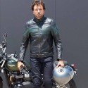 Giacca da moto in pelle Revit Nova Vintage nera e verde Giacca da moto in pelle Revit Nova Vintage nera e verde