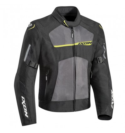 Giacca da moto Ixon Raptor nera, grigia e giallo fluo
