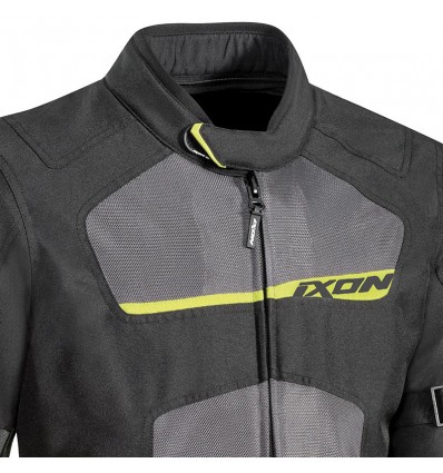 Giacca da moto Ixon Raptor nera, grigia e giallo fluo