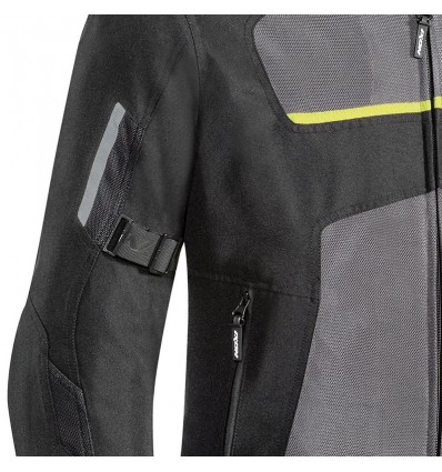 Giacca da moto Ixon Raptor nera, grigia e giallo fluo