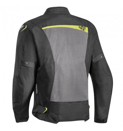 Giacca da moto Ixon Raptor nera, grigia e giallo fluo