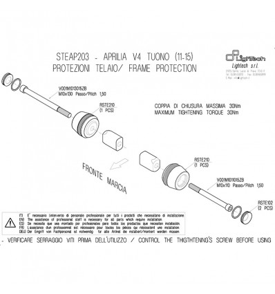Tamponi paratelaio Lightech per Aprilia Tuono V4 11-17 Tamponi paratelaio Lightech per Aprilia Tuono V4 11-17