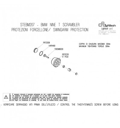 Tampone forcellone Lightech per BMW R NINE-T Scrambler / Racer / Pure 16-17 Tampone forcellone Lightech per BMW R NINE-T Scrambler / Racer / Pure 16-17