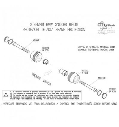 Tamponi paratelaio Lightech per BMW S1000RR 09-11 Tamponi paratelaio Lightech per BMW S1000RR 09-11