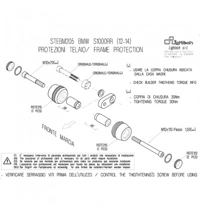 Tamponi paratelaio Lightech per BMW S1000RR / HP4 12-14 Tamponi paratelaio Lightech per BMW S1000RR / HP4 12-14