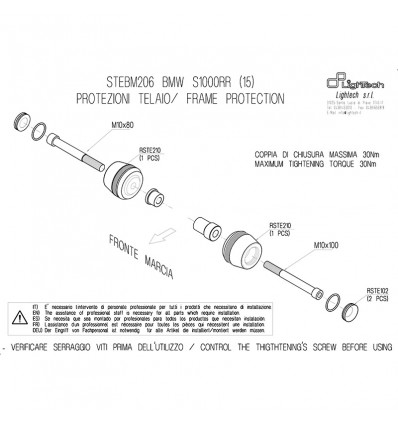 Tamponi paratelaio Lightech per BMW S1000RR 15-17 Tamponi paratelaio Lightech per BMW S1000RR 15-17