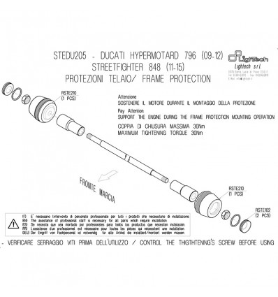 Tamponi paratelaio Lightech per Ducati Hypermotard 796 09-12 e Streetfighter 848 11-16 Tamponi paratelaio Lightech per Ducati Hypermotard 796 09-12 e Streetfighter 848 11-16