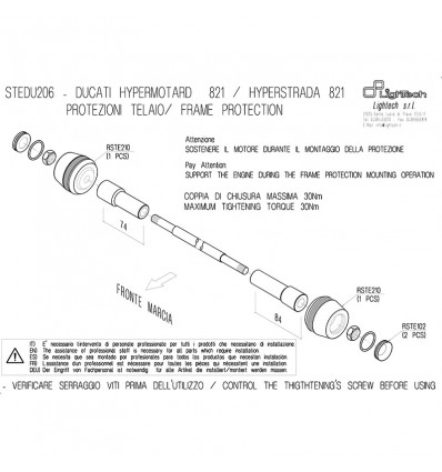 Tamponi paratelaio Lightech per Ducati Hypermotard 821 e Hyperstrada 821 13-16 Tamponi paratelaio Lightech per Ducati Hypermotard 821 e Hyperstrada 821 13-16