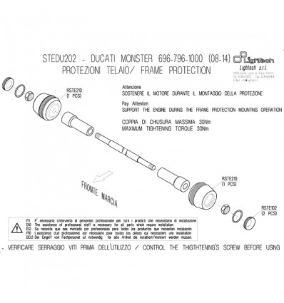 Tamponi paratelaio Lightech per Ducati Monster 696 / 796 / 1100 08-14 Tamponi paratelaio Lightech per Ducati Monster 696 / 796 / 1100 08-14