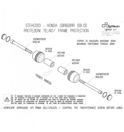 Tamponi paratelaio Lightech per Honda CBR 600 RR 09-13 Tamponi paratelaio Lightech per Honda CBR 600 RR 09-13