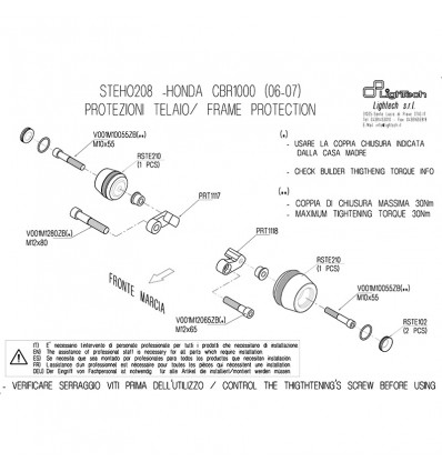 Tamponi paratelaio Lightech per Honda CBR 1000 RR 06-07 Tamponi paratelaio Lightech per Honda CBR 1000 RR 06-07