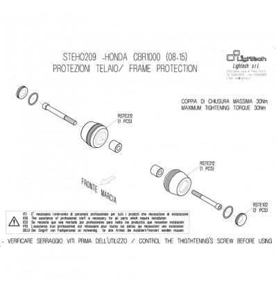 Tamponi paratelaio Lightech per Honda CBR 1000 RR 08-16 Tamponi paratelaio Lightech per Honda CBR 1000 RR 08-16