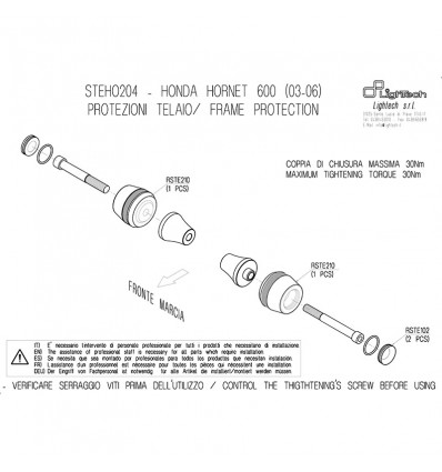 Tamponi paratelaio Lightech per Honda Hornet 600 03-06 Tamponi paratelaio Lightech per Honda Hornet 600 03-06