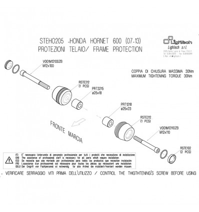 Tamponi paratelaio Lightech per Honda Hornet 600 07-13 Tamponi paratelaio Lightech per Honda Hornet 600 07-13
