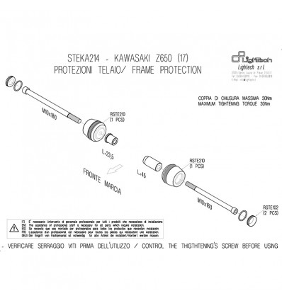 Tamponi paratelaio Lightech per Kawasaki Z650 2017 Tamponi paratelaio Lightech per Kawasaki Z650 2017
