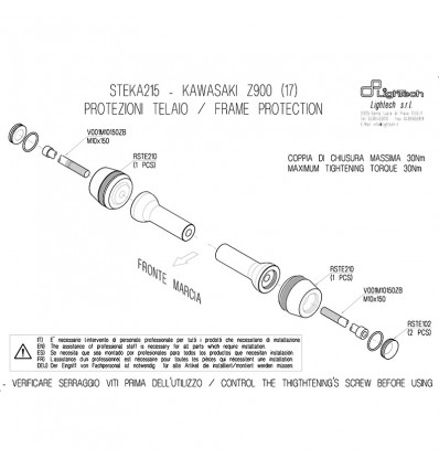 Tamponi paratelaio Lightech per Kawasaki Z900 2017 Tamponi paratelaio Lightech per Kawasaki Z900 2017