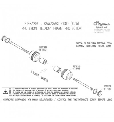 Tamponi paratelaio Lightech per Kawasaki Z1000 10-17 Tamponi paratelaio Lightech per Kawasaki Z1000 10-17