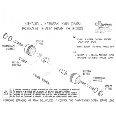 Tamponi paratelaio Lightech per Kawasaki ZX6R 07-08 Tamponi paratelaio Lightech per Kawasaki ZX6R 07-08