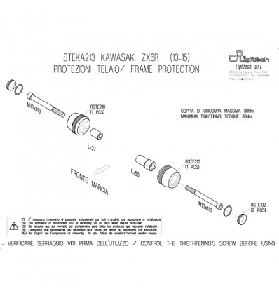 Tamponi paratelaio Lightech per Kawasaki ZX6R 13-17 Tamponi paratelaio Lightech per Kawasaki ZX6R 13-17