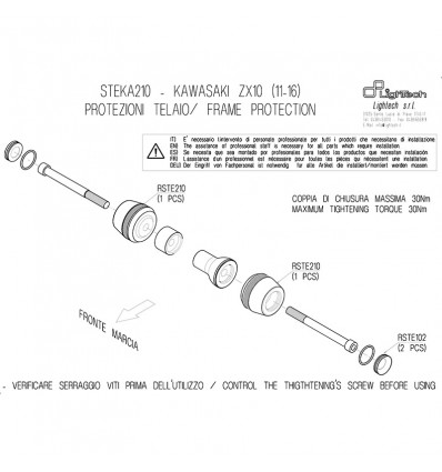 Tamponi paratelaio Lightech per Kawasaki ZX10R 11-17 Tamponi paratelaio Lightech per Kawasaki ZX10R 11-17
