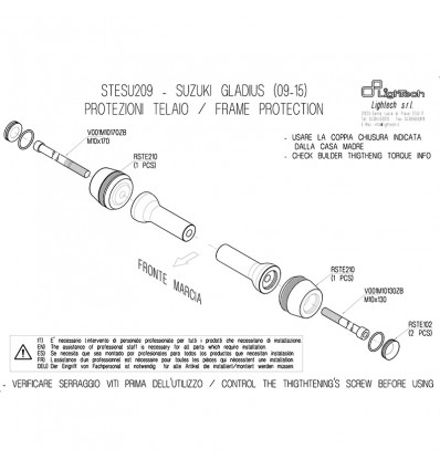Tamponi paratelaio Lightech per Suzuki Gladius 650 09-15 Tamponi paratelaio Lightech per Suzuki Gladius 650 09-15