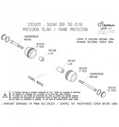 Tamponi paratelaio Lightech per Suzuki GSR 750 11-16 Tamponi paratelaio Lightech per Suzuki GSR 750 11-16