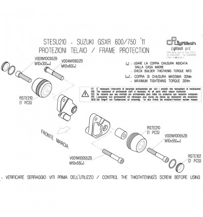 Tamponi paratelaio Lightech per Suzuki GSXR 600 / 750 11-17 Tamponi paratelaio Lightech per Suzuki GSXR 600 / 750 11-17
