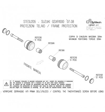 Tamponi paratelaio Lightech per Suzuki GSXR 1000 07-08 Tamponi paratelaio Lightech per Suzuki GSXR 1000 07-08