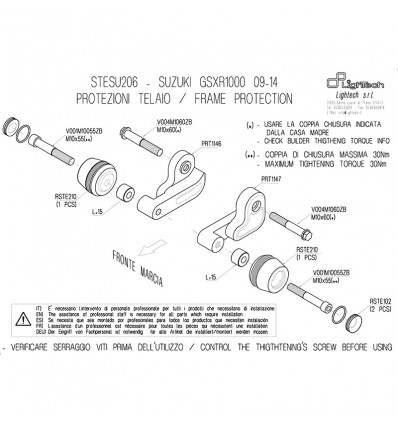 Tamponi paratelaio Lightech per Suzuki GSXR 1000 09-16 Tamponi paratelaio Lightech per Suzuki GSXR 1000 09-16