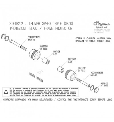 Tamponi paratelaio Lightech per Triumph Speed Triple 1050 08-10 Tamponi paratelaio Lightech per Triumph Speed Triple 1050 08-10