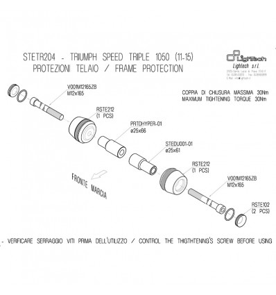 Tamponi paratelaio Lightech per Triumph Speed Triple 1050 11-16 Tamponi paratelaio Lightech per Triumph Speed Triple 1050 11-16