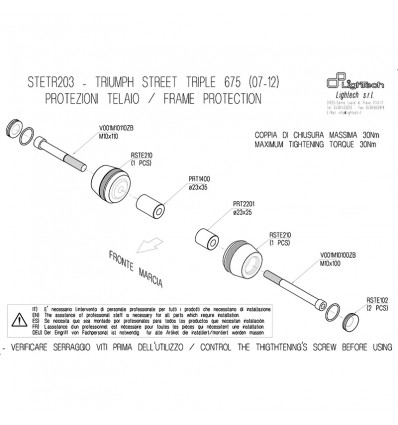 Tamponi paratelaio Lightech per Triumph Street Triple 675 / 675R 07-12 Tamponi paratelaio Lightech per Triumph Street Triple 675 / 675R 07-12
