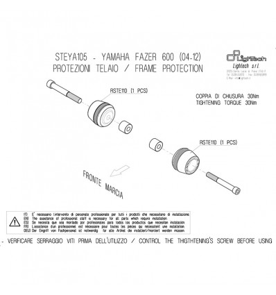 Tamponi paratelaio Lightech per Yamaha Fazer 600 / FZ6 04-12 Tamponi paratelaio Lightech per Yamaha Fazer 600 / FZ6 04-12