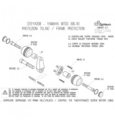 Tamponi paratelaio Lightech per Yamaha MT-03 06-14 Tamponi paratelaio Lightech per Yamaha MT-03 06-14
