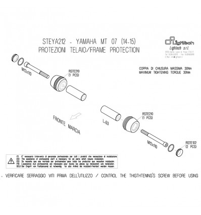 Tamponi paratelaio Lightech per Yamaha MT-07 Tamponi paratelaio Lightech per Yamaha MT-07