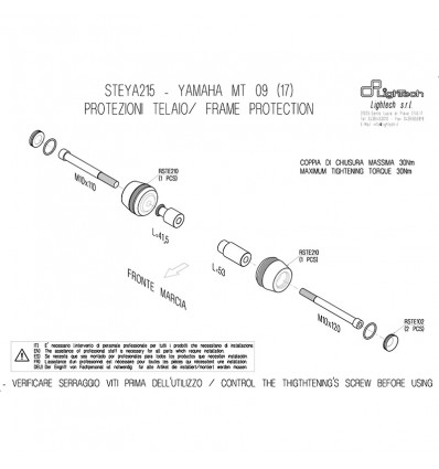 Tamponi paratelaio Lightech per Yamaha MT-09 2017 Tamponi paratelaio Lightech per Yamaha MT-09 2017