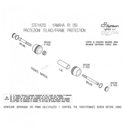 Tamponi paratelaio Lightech per Yamaha MT-10 16-17 e R1 / RM1 15-16 Tamponi paratelaio Lightech per Yamaha MT-10 16-17 e R1 / RM1 15-16