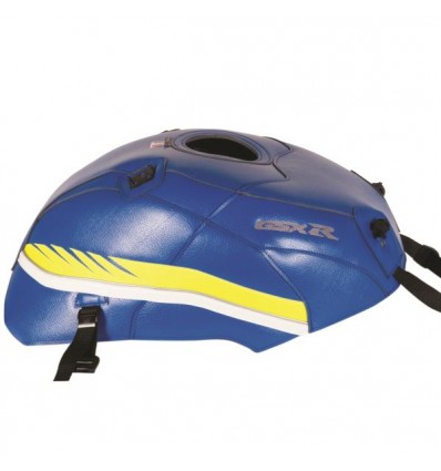 Copriserbatoio Bagster per Suzuki GSX-R 1000 dal 2017 in similpelle blu, giallo e bianco