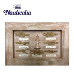 Quadro Nauticalia in legno cm 24x34 con nodi e faro