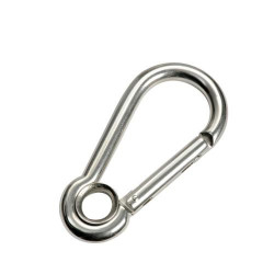 Moschettone standard occhiellato 5 mm acciaio inox AISI 316 Moschettone standard occhiellato 5 mm acciaio inox AISI 316