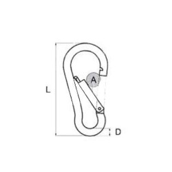 Moschettone standard 5 mm acciaio inox AISI 316 Moschettone standard 5 mm acciaio inox AISI 316